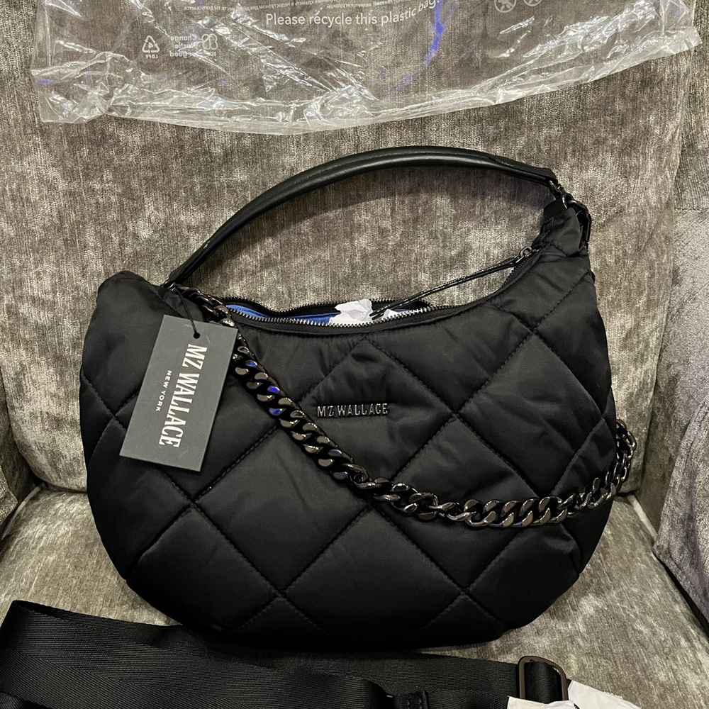 MZ Wallace Madison Black Quilted Shoulder Bag